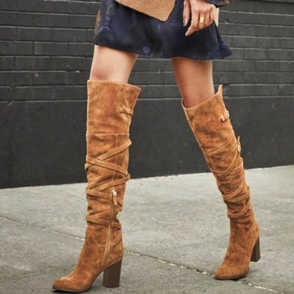 Sam Edelman Sable Over the knee Strappy Suede boots Size 8.5